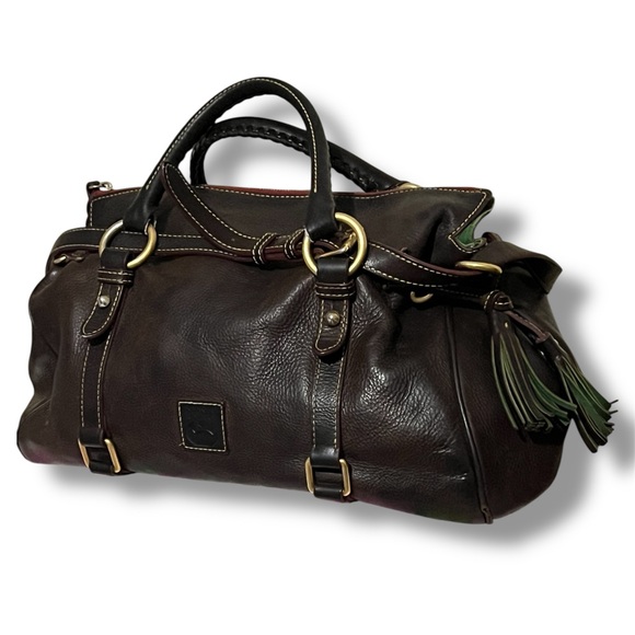 Dooney & Bourke Florentine Large Leather Satchel Dark Brown - Picture 9 of 15